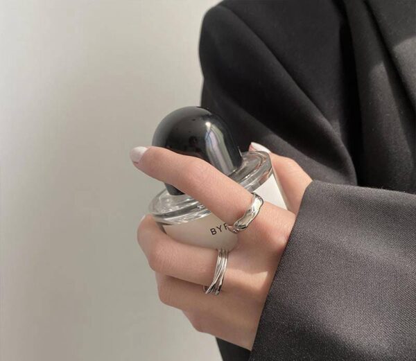 silver adjustable ring set with sleek and versatile designs
