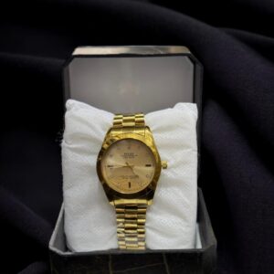 Men Golden Stainless Steel Analogue Watch
