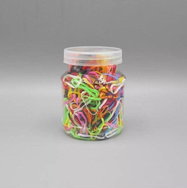 multicolor hair rubber jar with assorted vibrant colors