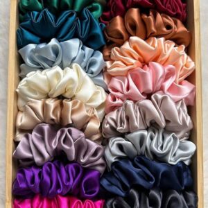 pack of 6 silk hair scrunchies for gentle hold