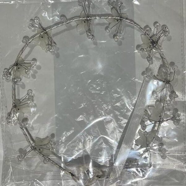 silver plain linen hair band with soft and elegant texture