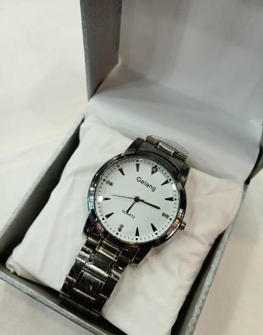 Men Silver Stainless Steel Analogue Watch