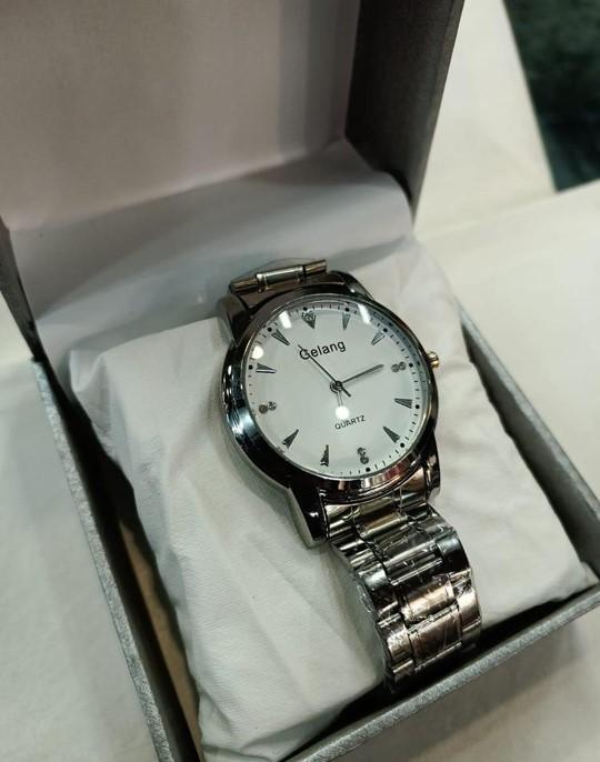Men Silver Stainless Steel Analogue Watch