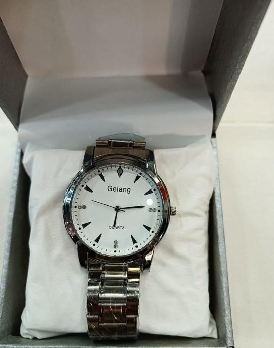 Men Silver Stainless Steel Analogue Watch