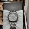 Men Silver Chain Strap Quartz Watch
