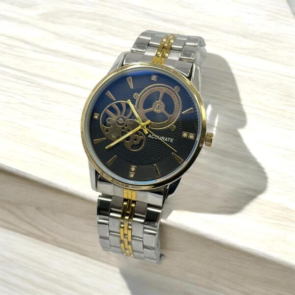 Men Stainless Steel Watch with Wooden Smart Box