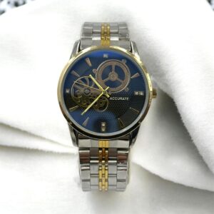 Men Stainless Steel Watch with Wooden Smart Box