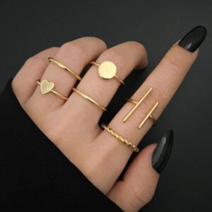 stylish set of six adjustable rings with versatile designs