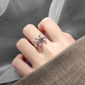 butterfly adjustable silver ring with delicate design