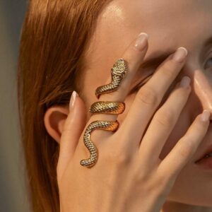 snake style golden plated ring with sleek design