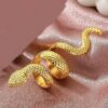 snake style golden plated ring with sleek design