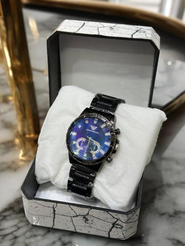 Men Black Stainless Steel Watch