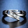 silver adjustable ring with three pulse design
