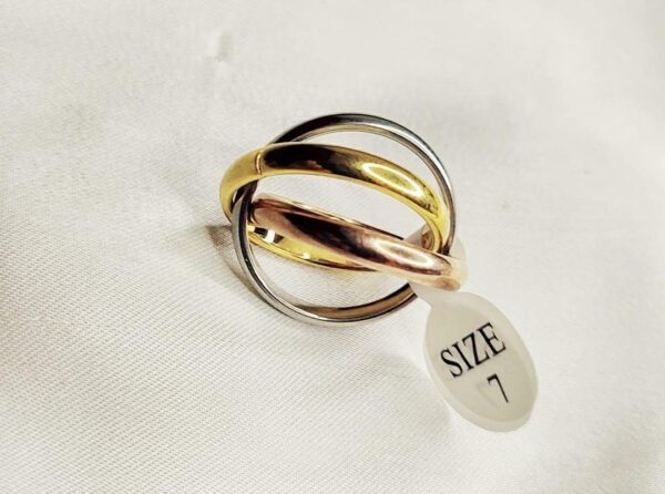 funky gold plated stainless steel ring with bold design