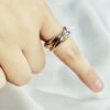 funky gold plated stainless steel ring with bold design