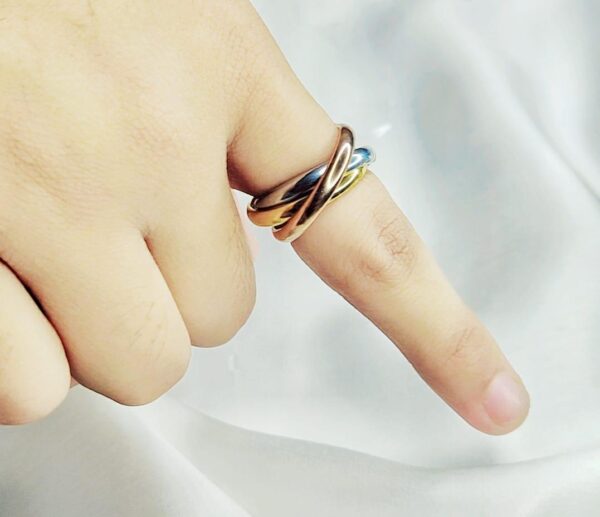 funky gold plated stainless steel ring with bold design