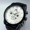 Men Metal Round Case Quartz Watch