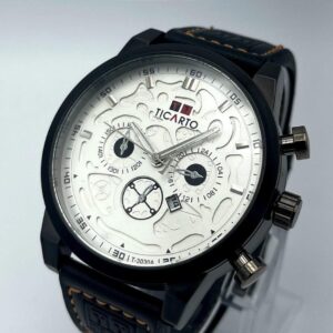 Men Metal Round Case Quartz Watch