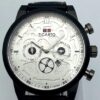 Men Metal Round Case Quartz Watch