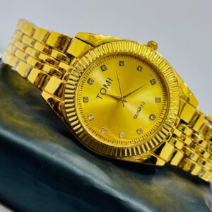 Men Golden Stainless Steel Chain Watch
