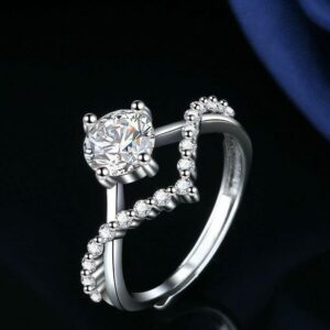 simple v shape silver plated metal ring with clean design
