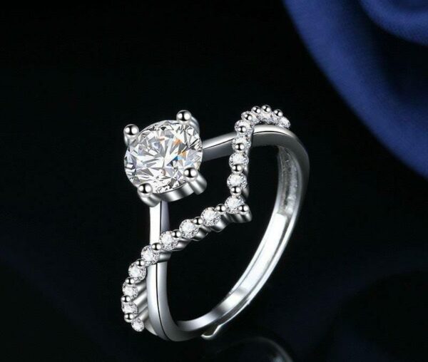 simple v shape silver plated metal ring with clean design