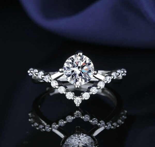simple v shape silver plated metal ring with clean design