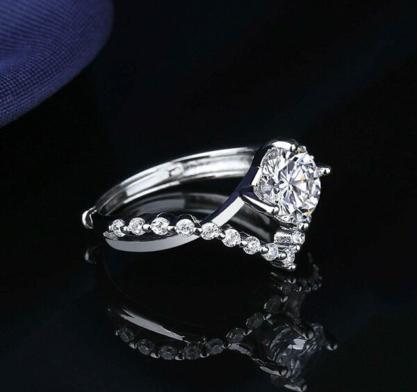 simple v shape silver plated metal ring with clean design