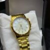 Men Golden Steel Chain Strap Quartz Watch