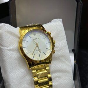 Men Golden Steel Chain Strap Quartz Watch