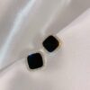 Sleek Black Square Metal Earrings