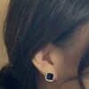 Sleek Black Square Metal Earrings