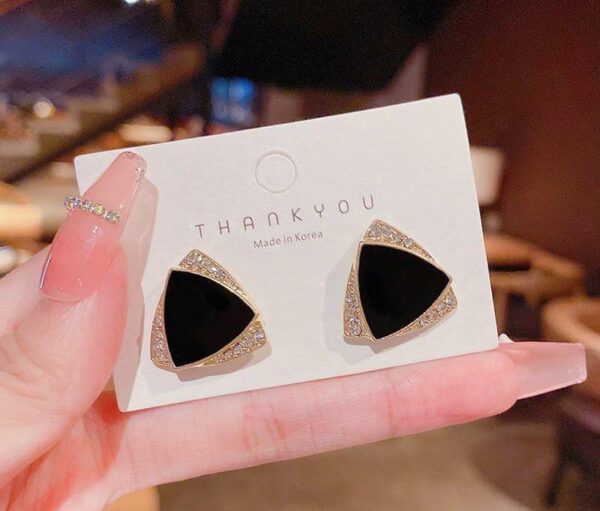 Black Triangle Metal Earrings
