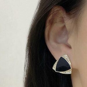Black Triangle Metal Earrings