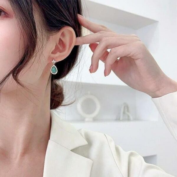 Elegant Blue Teardrop Stone Earrings