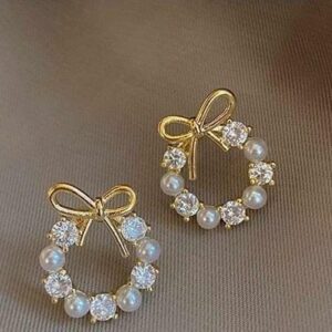 Bow Round Design Metal Earrings
