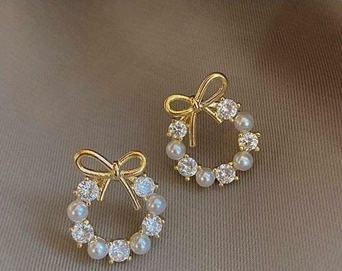 Bow Round Design Metal Earrings