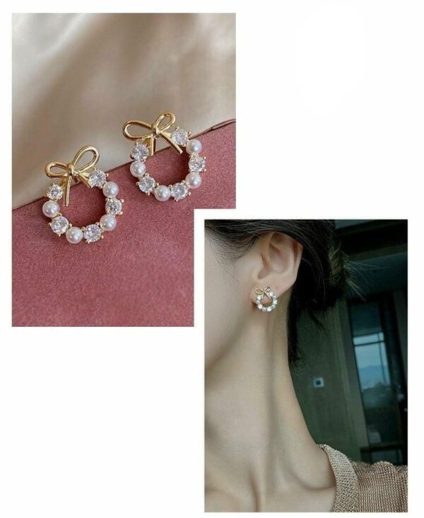 Bow Round Design Metal Earrings