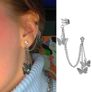 Butterfly Style Silver Hoop Earrings