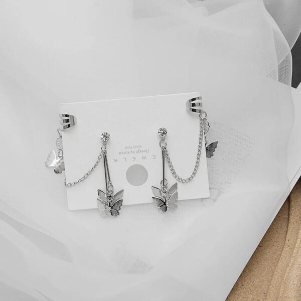 Butterfly Style Silver Hoop Earrings