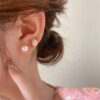 Peach Flower Design Alloy Earring