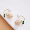 Peach Flower Design Alloy Earring