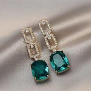 Elegant Zigzag Green Alloy Earrings