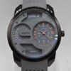 Men Round Case Grey Hybrid Watch