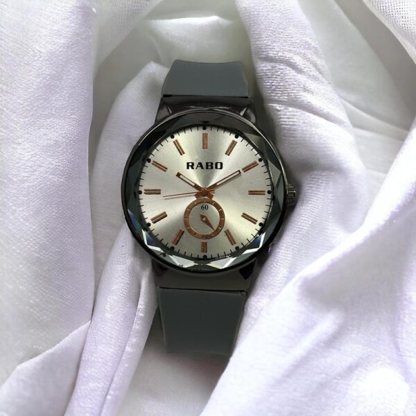 Rabo Men Grey Silicone Strap Watch