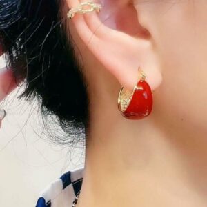 Elegant Stylish Red Metal Earrings