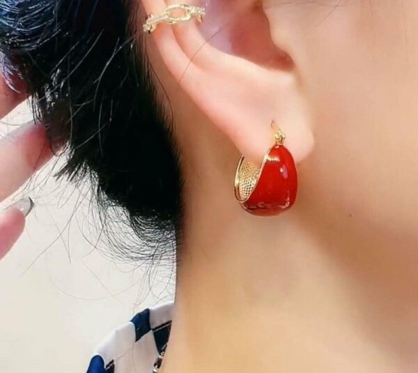 Elegant Stylish Red Metal Earrings