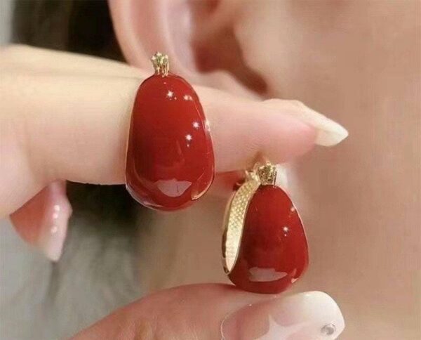 Elegant Stylish Red Metal Earrings