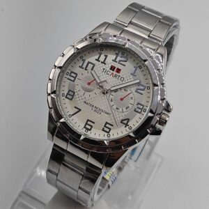 Ticarto Men Silver Stainless Steel Analog Watch