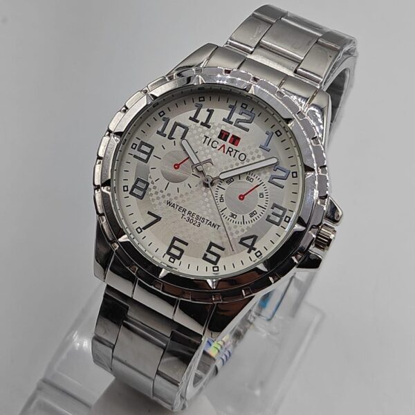 Ticarto Men Silver Stainless Steel Analog Watch